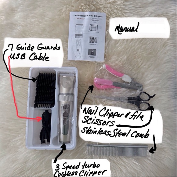 Cordless 3-Speed Turbo Pet Grooming Clipper Set - Picture 4 of 10